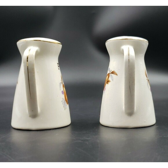 Pear Salt & Pepper Shakers W/ Handle 7 Hole Royal Taunton Autumn Fruit VTG Japan - Picture 7 of 12